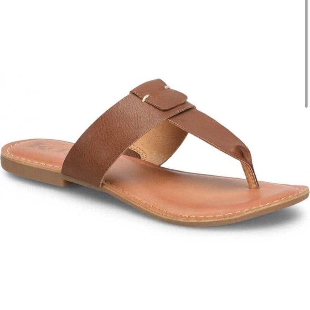 Korks Brown Flat Sandal Thong Slide Dawn Flip Flop New Kork Ease size 7